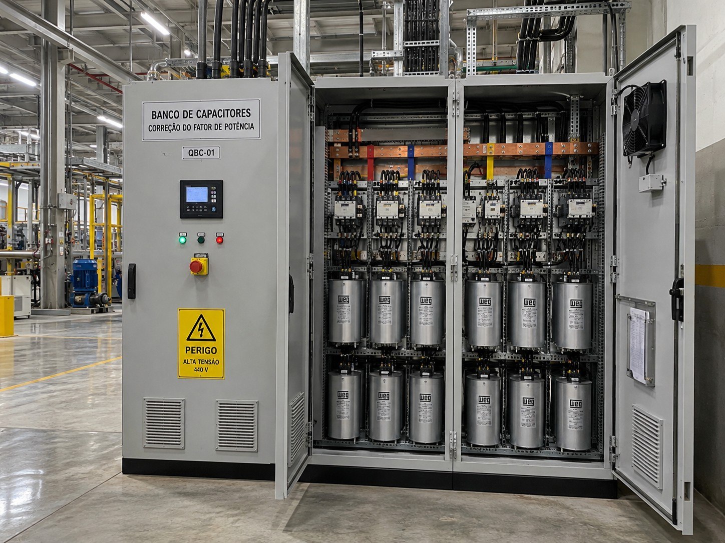 Banco de capacitores para correção do fator de potência em instalação industrial